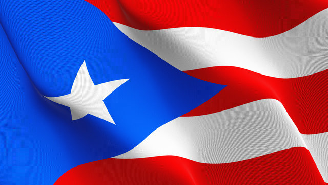 Puerto Rico US State flag waving loop. United States of America Puerto Rico flag blowing on wind.