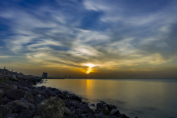 Intense sunset over the bay