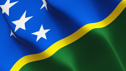 Solomon Islands flag waving loop. Solomon Islands flag blowing on wind.