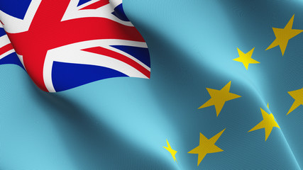 Tuvalu flag waving loop. Tuvaluan flag blowing on wind.