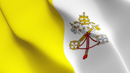 Vatican City flag waving loop. Vatican flag blowing on wind.