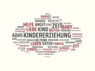 KINDERERZIEHUNG - Bilder mit Wörtern aus dem Bereich Kindererziehung, Wort, Bild, Illustration