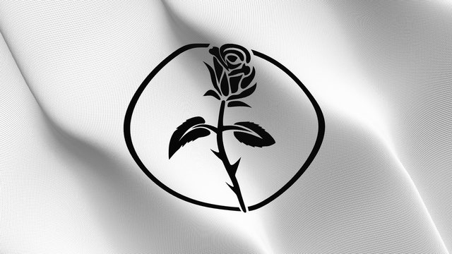 Anarchy Rosaleen flag waving loop. Anarchy Rosaleen flag blowing on wind.