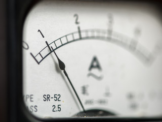 Details of an old black analog ampere meter