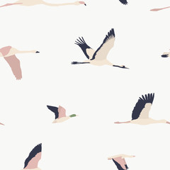 Cotton fabric Maison de fleurs. Birds seamless pattern #14
