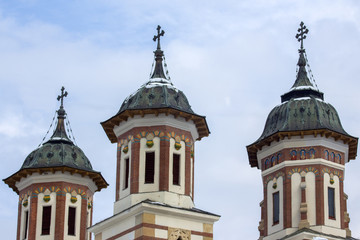 Fototapeta na wymiar Three Dome of Orthodox Church in Sinai, Romania.