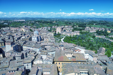 Fototapeta na wymiar Aerial cityscape of Siena, Tuscany - Italy
