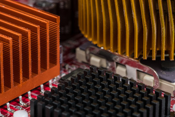 Details of an old circuit board, cooling elements