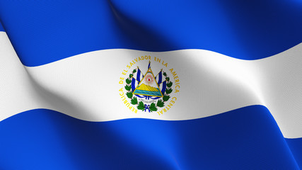 El Salvador flag waving loop. Salvadoran flag blowing on wind.