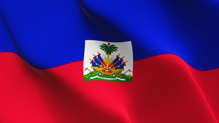 Haiti flag waving loop. Haitian flag blowing on wind.