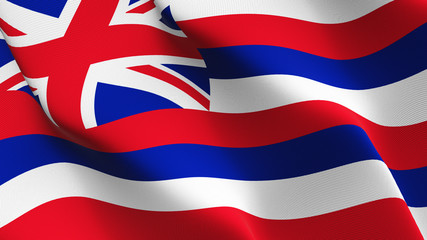 Hawaii US State flag waving loop. United States of America Hawaii flag blowing on wind.