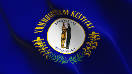 Kentucky US State flag waving loop. United States of America Kentucky flag blowing on wind.