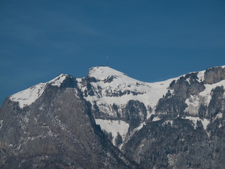 Fototapeta na wymiar Blick auf das Alpsteinmassiv vom Rheintal aus
