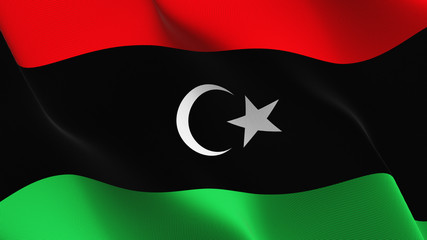 Libya flag waving loop. Libyan flag blowing on wind.