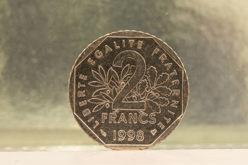 coin of two french francs 