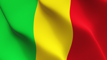 Mali flag waving loop. Malian flag blowing on wind.