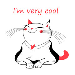 Vector funny cat on a white