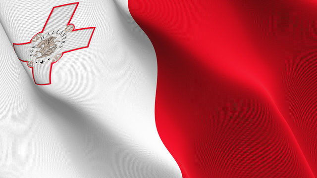 Malta flag waving loop. Maltese flag blowing on wind.
