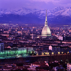 Fototapeta na wymiar Turin, Piedmont, Italy . A cityscape at sunset of northern Italy