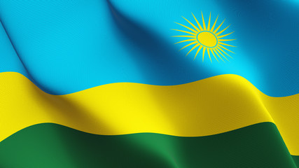Rwanda flag waving loop. Rwandan flag blowing on wind.