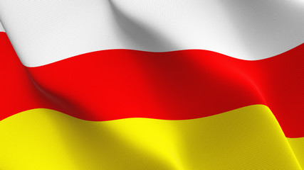 South Ossetia flag waving loop. South Ossetian flag blowing on wind.