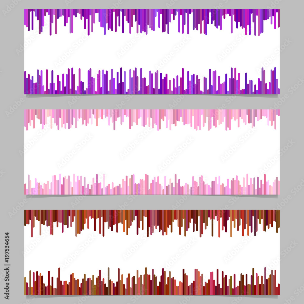 Poster color banner background design set - horizontal vector graphic from vertical rounded stripes on whit