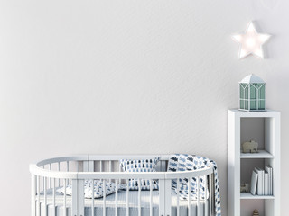 Mockup wall in child room 3d rendering