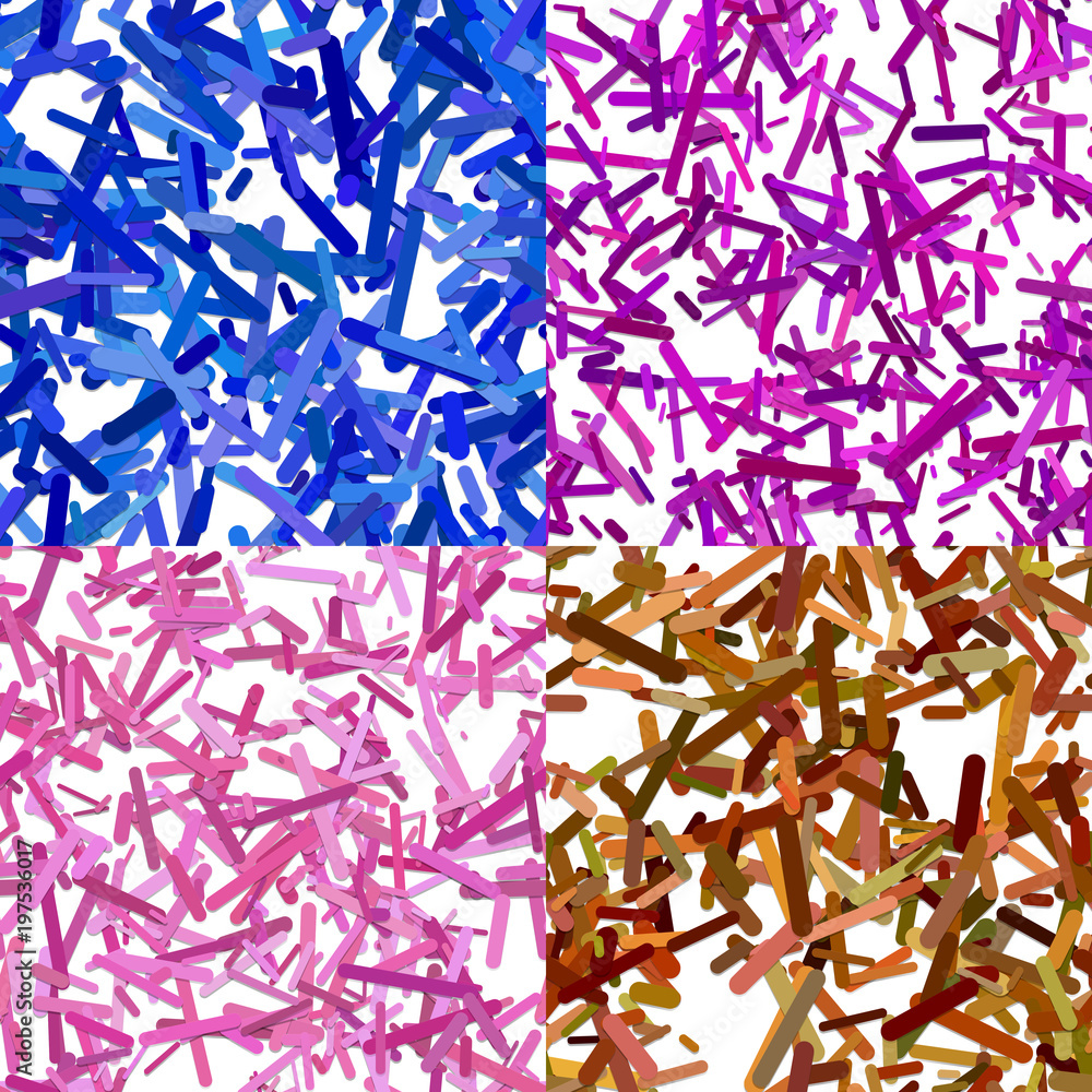 Poster seamless abstract random rotated stripe pattern background set - vector graphic designs from rounded