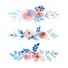 Pastel pink and blue floral borders