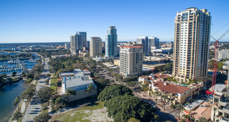 Aerial view of St Petersburg skyline, Florida - obrazy, fototapety, plakaty