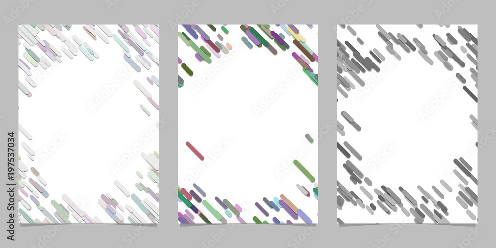 Poster abstract brochure background template set with colored diagonal stripes
