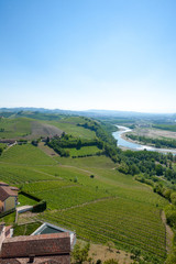 Tanaro river view from Langhe, Italy