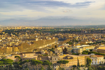 Naklejka premium Rome Aerial View at Saint Peter Basilica Viewpoint
