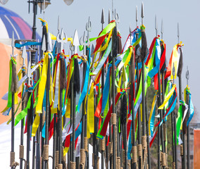 colorful flags in the city