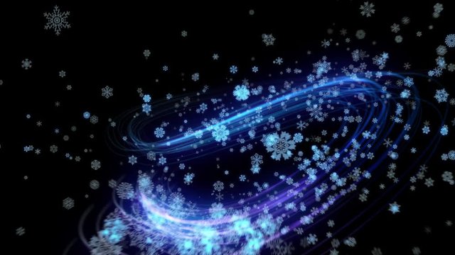 Christmas or winter holiday snowflake light trails. Loop section from 11:00 to 22:00. Blue version. In 4K and HD.