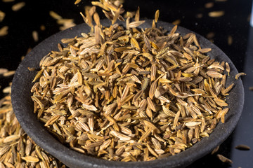 Macro collection, aromatic dried seasoning cumin close up
