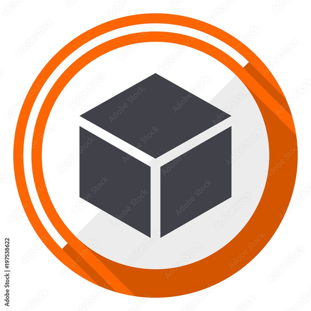 Leinwandbilder box flat design vector web icon. round orange internet button isolated on white background.