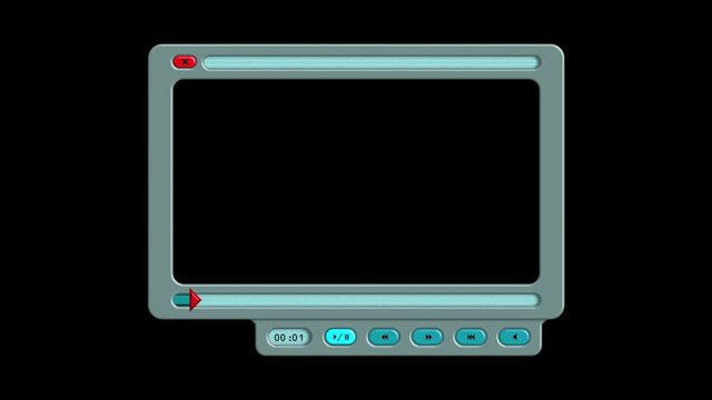 A generic media player application interface, downloading a video from the internet. Luma matte (alpha channel) provided for you to insert your own content. Separate button elements also included.
