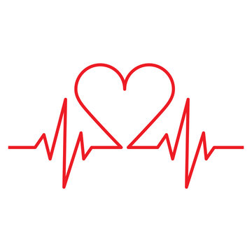 Red heartbeat diagram symbol, isolated vector icon.