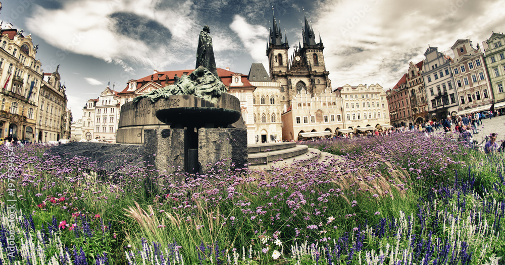 Wall mural medieval architecture of czech republic during summer season