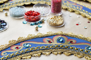 details of homemade folk russian tiara