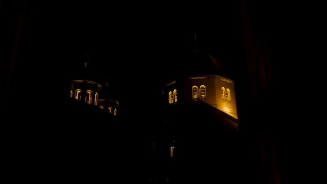 tower of the old Church from the window of the building in front