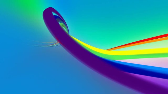 Rainbow lines. Loop section from 4:00 to 24:00. Abstract colorful streaks on blue background.