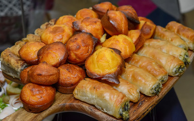 mushrooms pie and corn bread