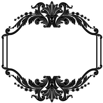 recommend clip art: Vintage border frame engraving with retro ornament pattern in antique baroque style decorative design. Vector