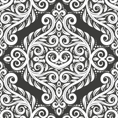Black and white damask vector seamless pattern, wallpaper. Elegant classic texture. Luxury ornament. Royal, Victorian, Baroque elements. Great for fabric and textile, wallpaper, or any desired idea.
