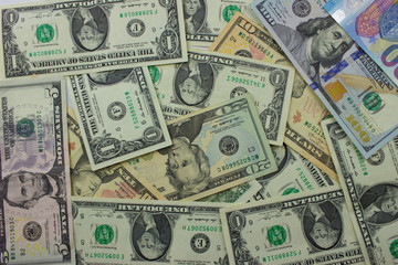 Fototapeta na wymiar American dollar banknotes. Background with money