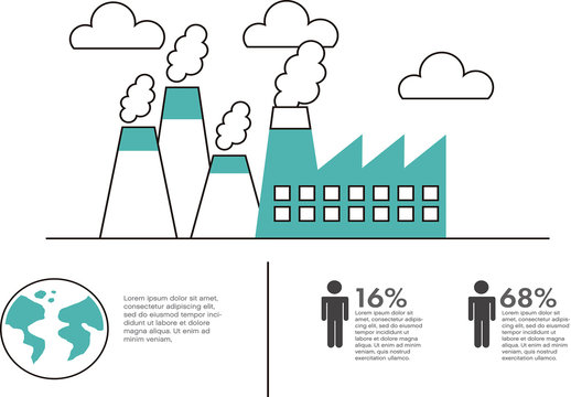Green and White Factory Pollution Energy Usage Infographic