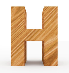 letter H 3d wooden isolated on white