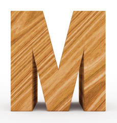 letter M 3d wooden isolated on white